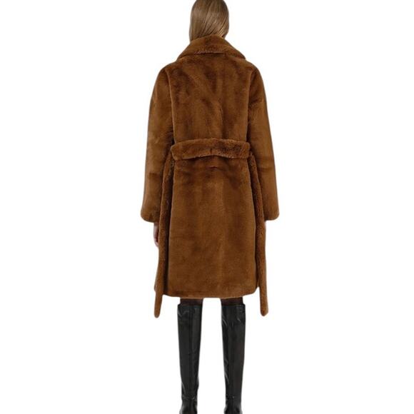 APPARIS Women's Faux Fur Vegan Belted Coat in Camel Size Large NWT MSRP $340 - Picture 13 of 13